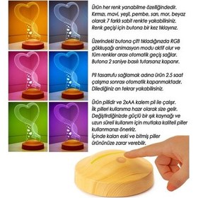 Resim Doğum Günü Kalp Hediyesi Kişiye Özel 3D Led Lamba Gece Lambası 