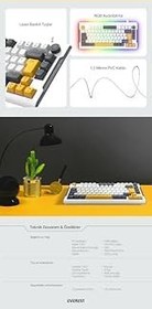 Resim Everest KB-75 Smooth Beyaz/Gri/Sarı RGB aAydınlatmalı Q Membrane Oyuncu Klavyesi 