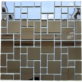 Resim MozaiKristaL Mutfak tezgah arası ve iç dekorasyon için Gümüş Krom, 30x30cm Fileli Kristal Mozaik. (1 m2 Fiyatı) 