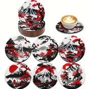 Resim 6 Parça Japon Manzaralı Fuji Dağı Elmas Boyama Bardak Altlığı Seti - Araba, Çay Fincanları ve Termoslar için Kaymaz Tabanlı DIY Dekorasyon, Ev ve Ofis İçin Mükemmel Hediye, Ebeveynler veya Arkadaşlar İçin Taşınma Hediyesi 