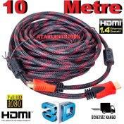 Resim Ata Elektronik 10 Metre Sargılı Hdmi Kablo Full Hd 2160p Kaliteli HDMİ İP ÖRGÜLÜ SARGILI 10mt 