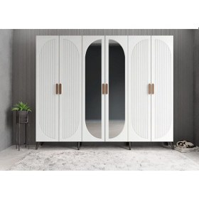 Resim Monet Membran 6 Kapaklı Portmanto Montaj Dahil Füme Beyaz 210 Cm 