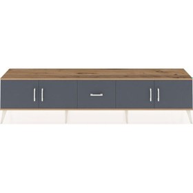 Resim Arges Tv Ünitesi 2 Raflı Tek Çekmeceli 4 Kapaklı 220x30x51 Çam-antrasit Antrasit - Atlas Çam 