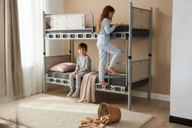 Resim Argimo Elegan Genç Çocuk Odası Ahşap Başlıklı Metal Ranza ve Karyola - 90x190 / Cappuccino 