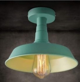 Resim Mylights Retro Vintage Turkuaz Metal Plofonyer Tavan Avize Armat 
