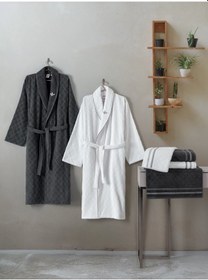 Resim Cotton Box Masculine Aile Bornoz Seti Carlos Beyaz-antrasit Diğer 