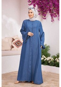 Resim Neways 6587-Düğmeli Kolları Fırfırlı Ferace Koyu Mavi 