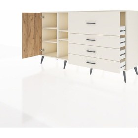 Resim Kronos Konsol 4 Raflı 4 Çekmeceli Tek Kapaklı 176x59x99 Aytaşı-ç Aytaşı-çam/aytaşı 