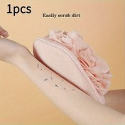 Resim 1 Adet Çiçek Desenli Duş Eldiveni & Banyo Topu - Yumuşak Ovma Yüzeyli Çift Taraflı Peeling Eldiven, Açık Bej Ölü Hücre Temizleyici, Spa ve Ev Banyosu İçin - 1 Adet, Şık Tasarım, Nazik Peeling, Cilt Dostu Malzeme, Köpük Yapıcı, Kendine Bakım Rutini 