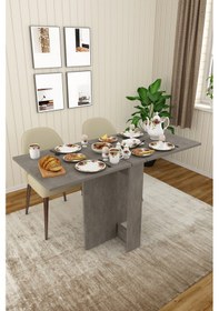 Resim Asra Trend Ultra İnce Katlanır Mutfak Yemek Masası KM32 %100 MDF Gri 