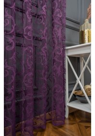 Resim Taç Şal Desen Tül Perde - Kırmızı 