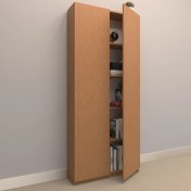 Resim Rafkestir Asya Suntalam Kitaplık ( 80 x 180 cm ) - Kapaklı Bambu ( Parlak ) 
