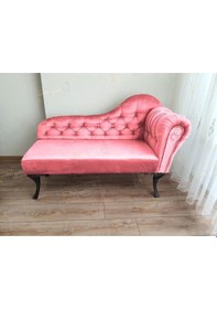 Resim Ters Kol Dekoratif Bihter Koltuk Josefin Puf 120 Cm Siyah Ayak Pembe 