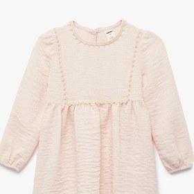 Resim Koton Uzun Kollu Dantel Detaylı Pileli Bebe Yaka Elbise Pembe 6smg80057aw Gül 