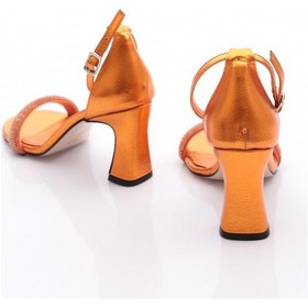Resim Dgn 001 Kadin Silver Taşli Tek Bant Bilekten Bağli Topuklu Sandalet Orange 