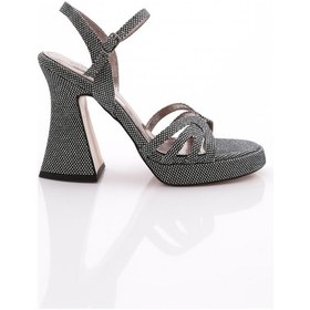 Resim Dgn 3002 Kadın Kalin Topuklu Abiye Ayakkabi Platin Baskılı 