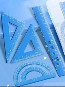 Resim BGA 4 pcs Geometri gönye açı bulucu cetvel seti açı ölçer, üçgen cetvel seti metal üretim 