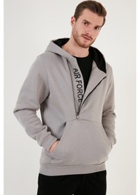 Resim Buratti Kanguru Cepli Fermuarlı Kapüşon Yaka Slim Fit Erkek Sweat 575707 Açık Gri 