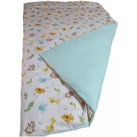 Resim 100X150 Cm Pamuklu Kumaştan Bebek Yorganı Safari Desen/Mint 
