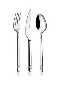 Resim Avcı Duru 24 Parça Çatal Kaşık Bıçak Takımı 18-10 Paslanmaz Çelik Gümüş 