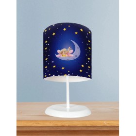 Resim Bebek ve Çocuk Odası Ay Üzerinde Uçan Peri Kız Desenli Abajur 