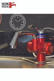 Resim Sıcak Musluk Elektrikli Ani Su Isıtıcı Termal Şofben Musluk Lavaboya Monteli 