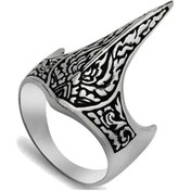Resim Sivri Okçu Zihgir Yüzüğü 925 Ayar Gümüş Erkek Yüzük 