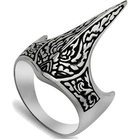 Resim Sivri Okçu Zihgir Yüzüğü 925 Ayar Gümüş Erkek Yüzük 