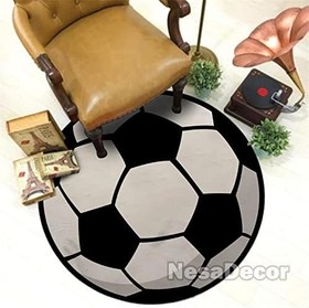 Resim Futbol Topu Desenli Yuvarlak Oyun Odası Halısı Bambu Kalite Yumuşak HD Dijital Baskı Halı (120 x 120 cm) 