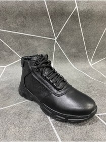 Resim NYZ Siyah Bağcıklı Fermuarlı Hakiki Deri Kauçuk Taban Spor Bot 