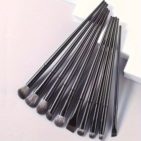 Resim 10 Adet Oval Fırça Göz Makyaj Seti, Naylon Kıllar, Kokusuz Tüm Cilt Tipleri İçin Detaylı Göz Farı Fırçaları ABS Plastik Saplı - Bulaştırma Kırışıklık Astarı Alev Şeklinde Fırçalar Göz Hassasiyeti İçin 