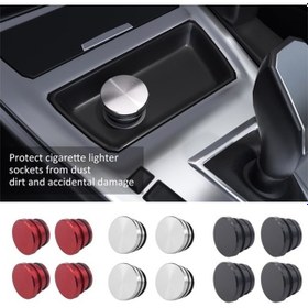 Resim Evrensel Çakmak Kapağı Kapağı, Alüminyum Alaşımlı Su Geçirmez Toz Geçirmez Fiş Araba Güç Bağlantı Noktası Çıkışı İçin 4 Adet, Siyah Siyah 