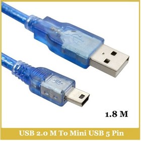 Resim Ti-Mesh Usb 2.0 Am / Mini (B) 5Pin Round,Gold Açık Mavi - 1,8M 