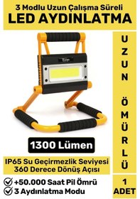 Resim Uzun Ömürlü Kamp Avcı Deprem 3 Modlu 360 Derece Döner Şarjlı Beyaz Işık 1300 Lümen Led Aydınlatma 