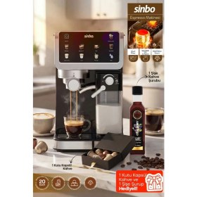 Resim Sinbo SCM-2994 Pro Espresso Kahve Makinesi 20 Bar Basınçlı 6 Içecek Hazırlama Buharlı Süt Köpürtücülü 