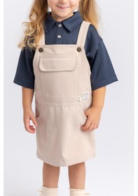Resim Oliventhekid Gabardin Jile Kız Çocuk Elbise Bej Bej 