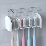 Resim 5 Yuvalı Duvara Monte Diş Fırçası Tutucu - Kendinden Yapışkanlı, Banyolar, Yurtlar ve Duşlar için Yerden Tasarruf Sağlayan Tasarım - Dayanıklı Plastik, 5 Fırça Tutabilir, Aile ve Arkadaşlar için İdeal Hediye, Banyo Düzenleyicileri ve Depolama 