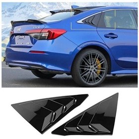 Resim Honda Civic Fe1 Uyumlu Kelebek Cam Vizörü Piano Black 2022- 