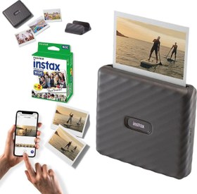 Resim instax Link Wide Akıllı Telefon Yazıcı (Siyah) + 20'li Film 