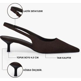 Resim Shoeberry Kadın Kate Acı Kahve Süet Stiletto Suni Deri Malzemeden İnce Topuklu Rahat Ayakkabı 
