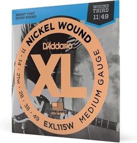 Resim D'Addario Gitar Telleri - XL Nikel Elektrik Gitar Telleri - EXL115W - Mükemmel İntonasyon, Tutarlı His, Güvenilir Dayanıklılık - 6 Tel Gitarlar İçin - 11-49 Orta Sarımlı Üçüncü Tel 