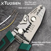 Resim Çok Fonksiyonlu Fiber Optik Tel Çıkarıcı, Metal 3-Delik Kablo Sıkma Aleti ile Çekirdek Koruma ve Günlük Çıkarım için Kauçuklu Kablo Tutucu 