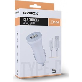 Resim Syrox C44t 2.0a Type-c Araç İçi Şarj Aleti 