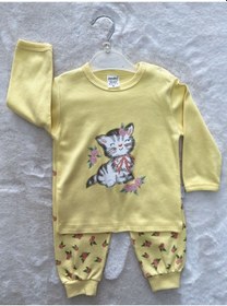 Resim Kurdelyeli Kedi İkili Takım Sarı 