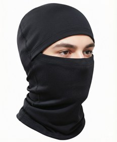 Resim Mrey Unisex İnce Siyah Termal Kar Maskesi Termal Kışlık Şapka Bere Boyunluk Motorcu Kask Bere Balaclava 