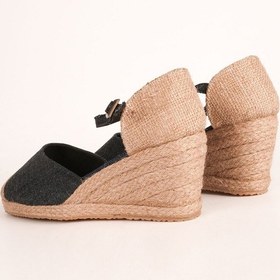 Resim Star Tombis Gerçek Elişi Hasırlı Keten Espadril Dolgu Topuk Handmade Mavi 