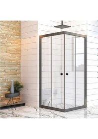 Resim Durul Duşakabin Kare Siyah Profil Şeffaf Cam Siyah 