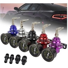 Resim Pazly Itsok Yarış Jdm Spor Kırmızı Alüminyum Evrensel Yakıt Regülatörü + Yağ Göstergesi Kiti 