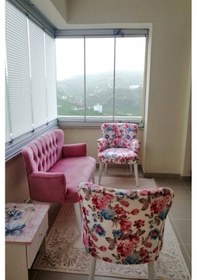 Resim Azra Mobilya Çay Seti Oturma Grubu Oturma Takımı Koltuk Takımı Ahşap Mobilya Takımı Balkon Bahçe Mobilyası Çiçekli-pembe 