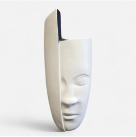 Resim Soyut Yüz 40 Cm Beyaz Vazo 